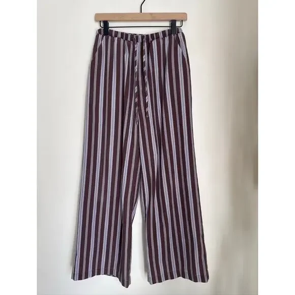Peppermayo Fresh Face Linen Low Rise Baggy Pants in Brown and Purple Stripes, 4 - Picture 2 of 8